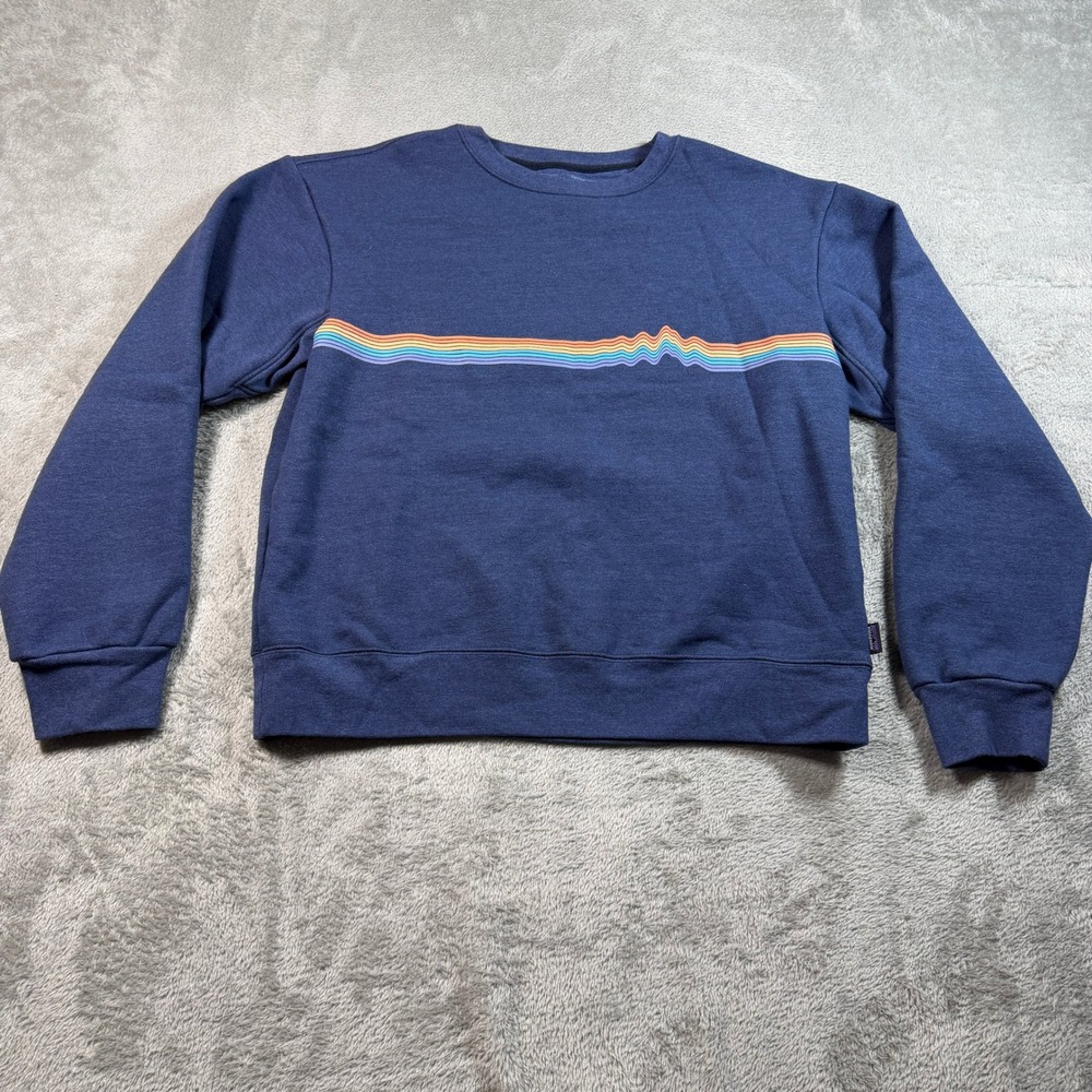 Patagonia Ridge Rise Stripe Uprisal Sweatshirt Women Medium Blue Crew 39646
